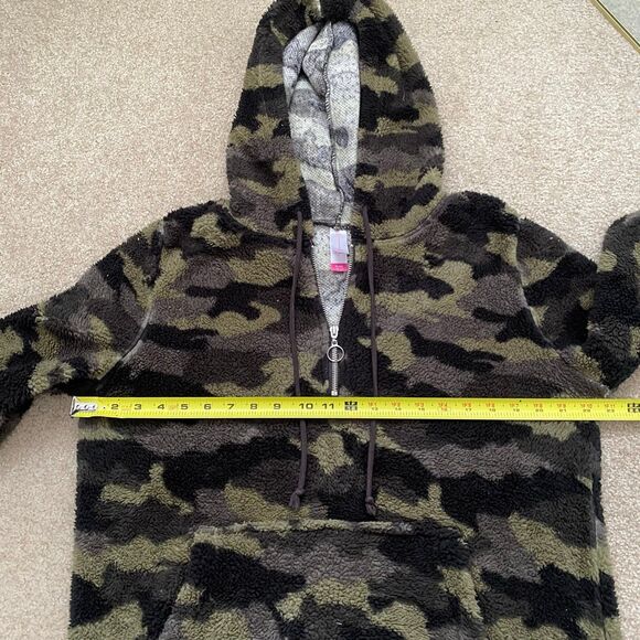 Camo Sherpa Fleece Hoodie Quarter Zip Sweatshirt XL No Boundaries - Picture 5 of 8